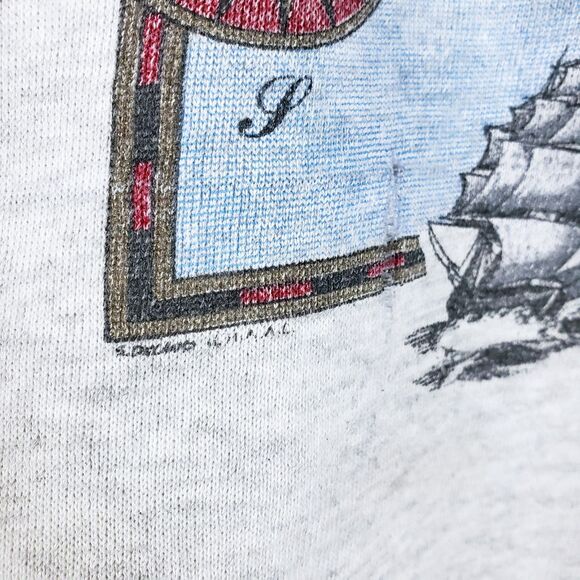 Vintage Alaska Sweatershirt Hanes Mens M Gray Inside Passage Map Tourist Raglan - Picture 3 of 12